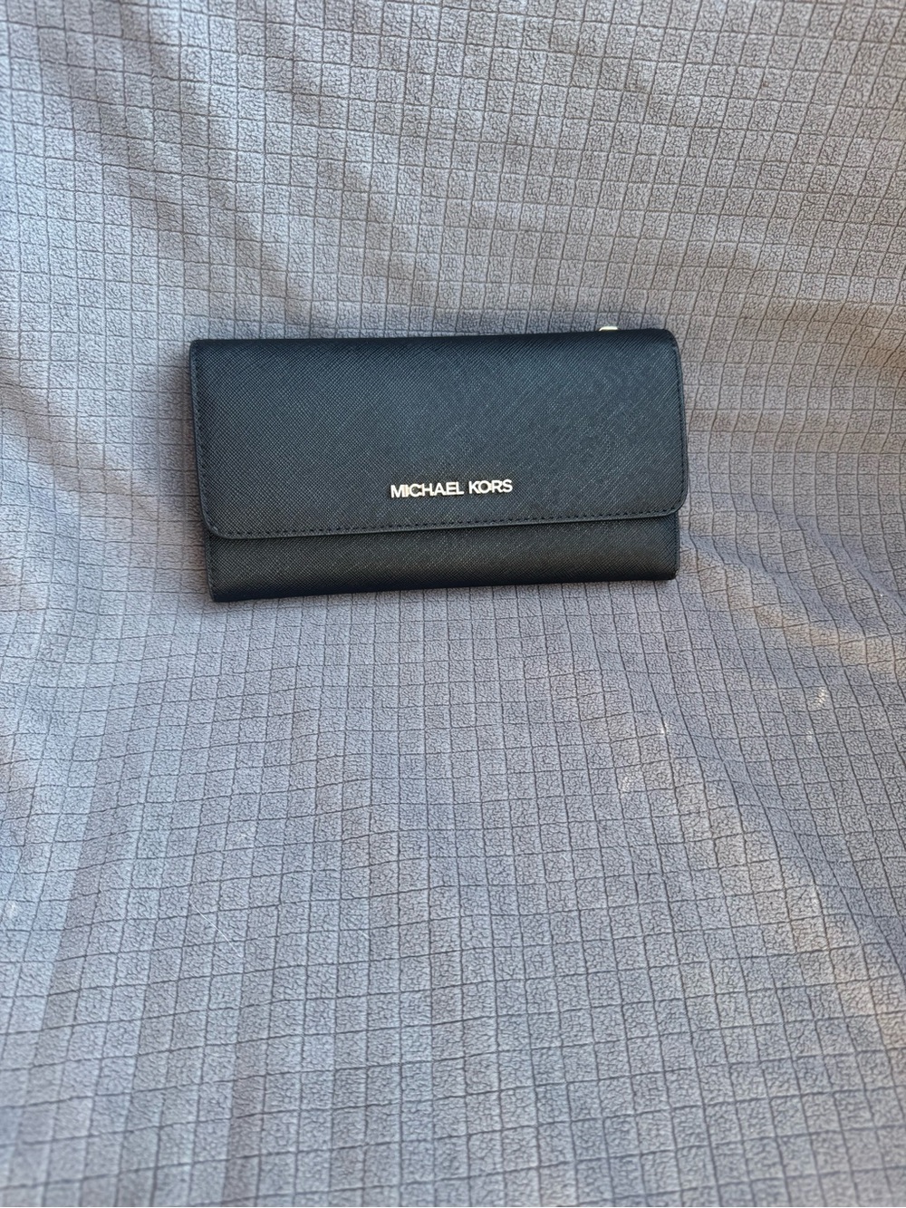Michael Kors Black Saffiano Wallet with Gold Logo Detail